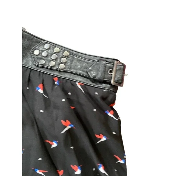 Torrid Hummingbird Skirt chiffon Leather Studded Black Plus Women 20 Bird - Picture 8 of 14